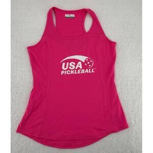 GrandSlam Pink Sleeveless USA Pickleball Logo Racerback‎ Tank Top Womens Small